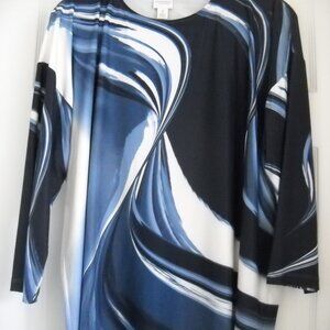 New Chico's Weekends Size 3 Abstract Blue Blouse